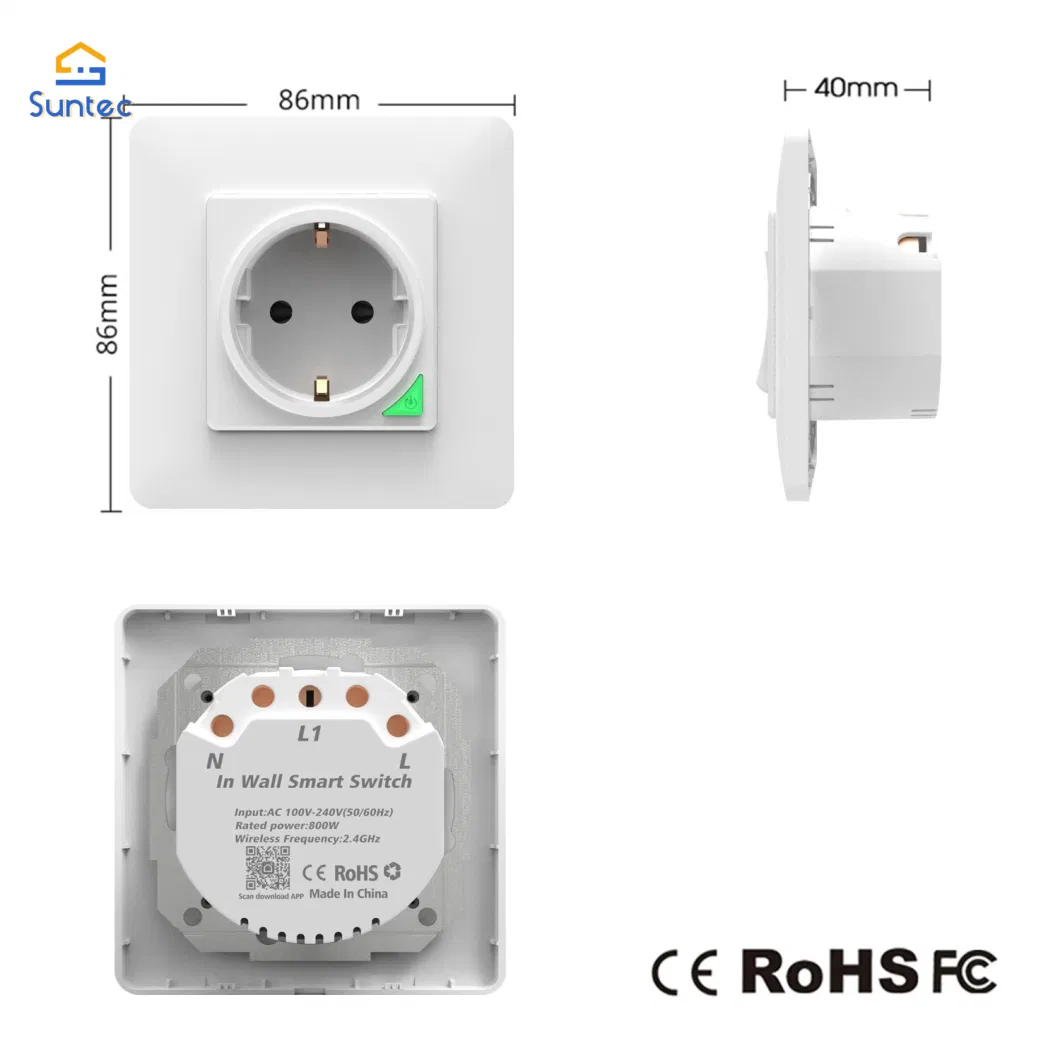 WiFi/Zigbee Smart Socket Removable Detachable From Wall Plate White Black Socket