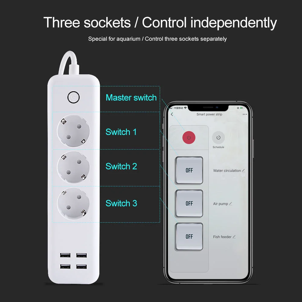 European Power Strip Electrical Plugs Sockets Desktop USB Switch Smart Power Strip Extension Adapter