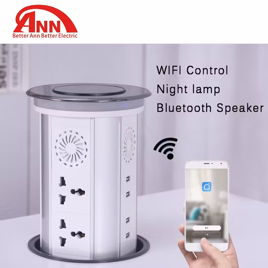 WiFi Smart Automatic Socket IP65 Wireless Charging Überspannungsschutz Lift Kitchen Pop-up-Tischsteckdose mit Wireless Charger